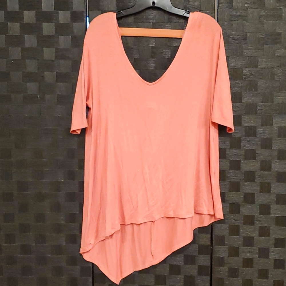 New York and Company Sweatpea line Peach Asymmetrical Blouse Large